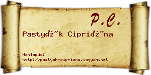 Pastyák Cipriána névjegykártya